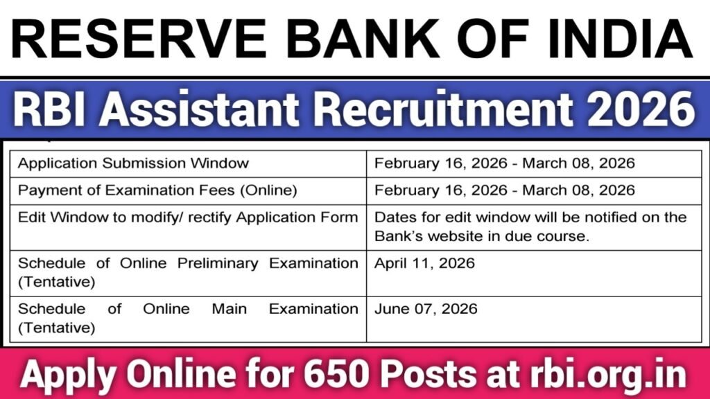 RBI Assistant Recruitment 2026